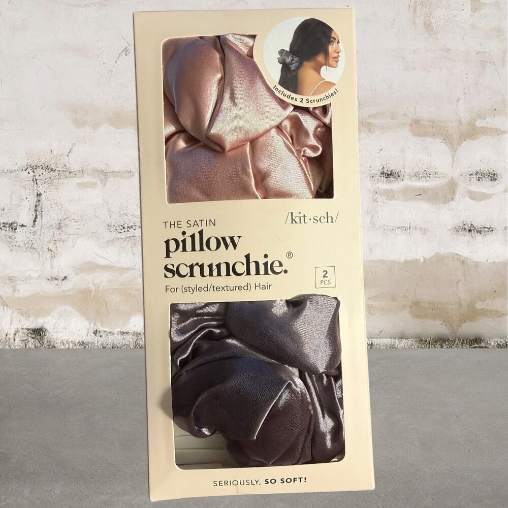 Kitsch $49 Satin Pillow Scrunchies 2 pack NEW